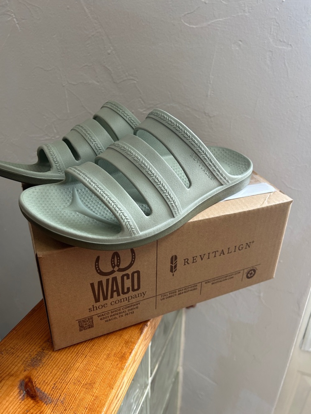REVITALIGN Sage Green Slide Sandals